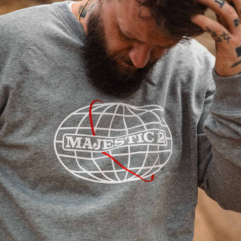 MAJESTIC 12 Crewneck In Heather Grey