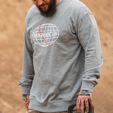 MAJESTIC 12 Crewneck In Heather Grey
