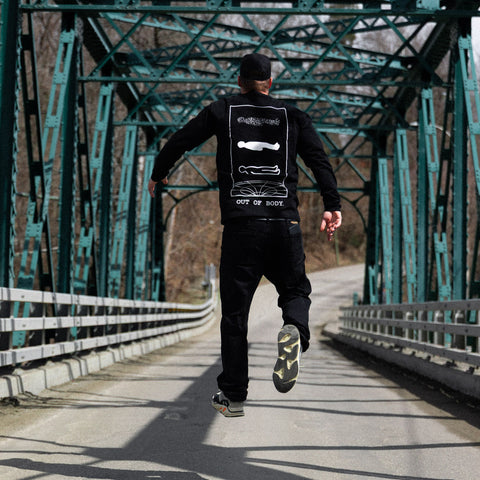 AREA52 "OUT OF BODY" - Long Sleeve - Midnight Black