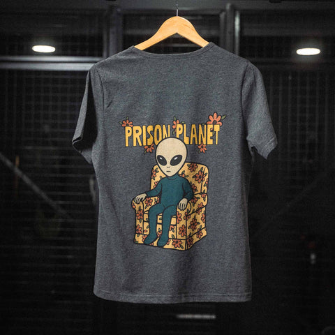 AREA52 "Prison Planet" Women V-Neck in Charcoal
