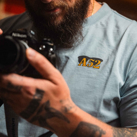 AREA52 "MIB" Tee in Steel Blue