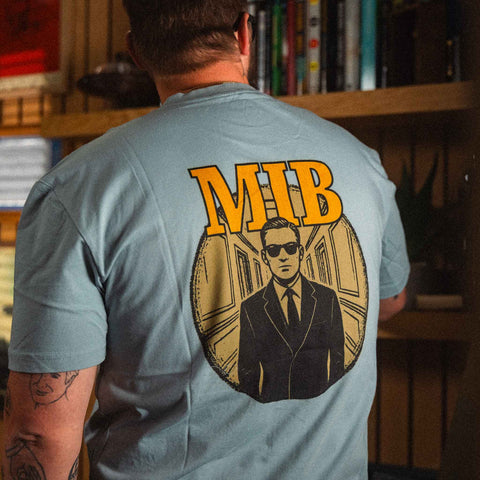 AREA52 "MIB" Tee in Steel Blue