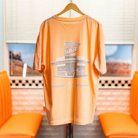 The Flying Saucer Diner Tee In Sunset Orange