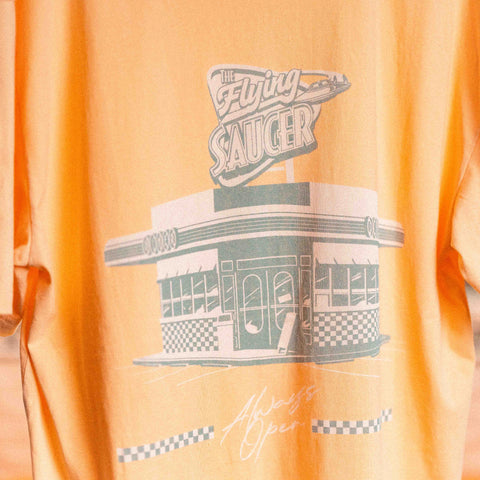 The Flying Saucer Diner Tee In Sunset Orange