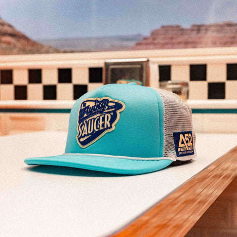 The Flying Saucer Diner Trucker Hat in Sky Blue