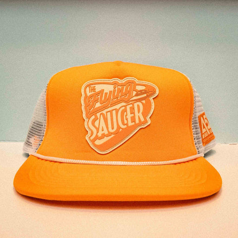 The Flying Saucer Diner Trucker Hat in Sunset Orange
