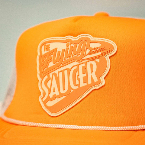 The Flying Saucer Diner Trucker Hat in Sunset Orange