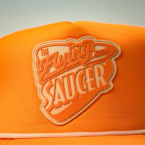 The Flying Saucer Diner Trucker Hat in Sunset Orange