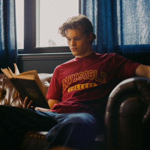 Men's Invisible College Tee in Crimson