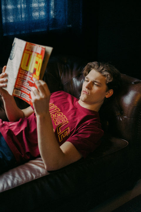 Men's Invisible College Tee in Crimson