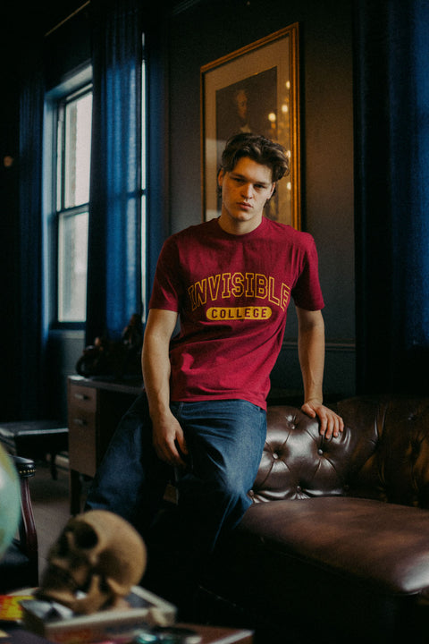 Men's Invisible College Tee in Crimson