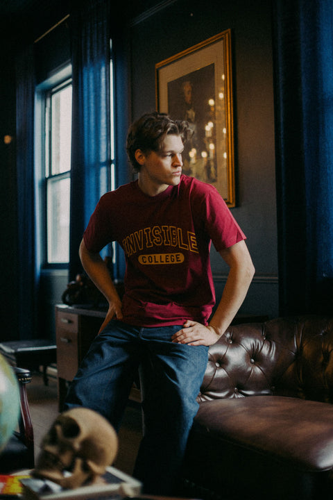 Men's Invisible College Tee in Crimson