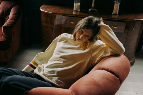 Invisible College Crew-Neck Sweatshirt In Cream