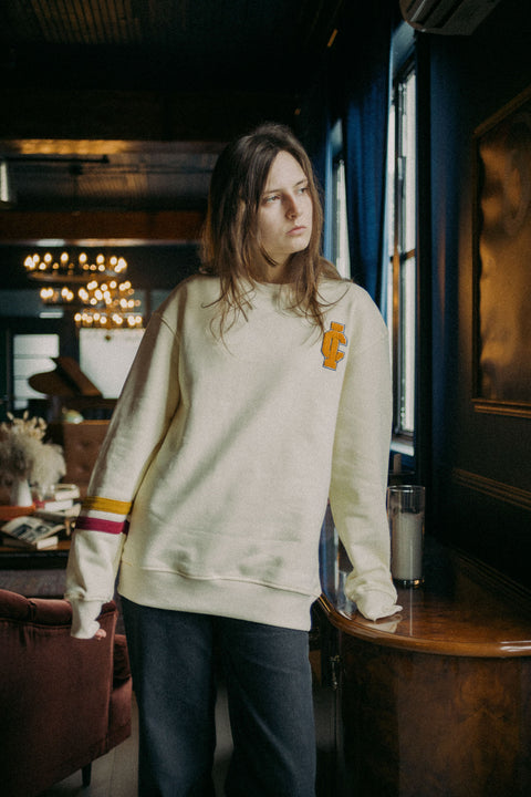 Invisible College Crew-Neck Sweatshirt In Cream