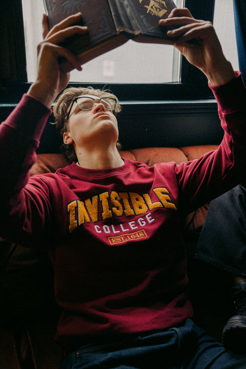 Invisible College Crewneck in Crimson