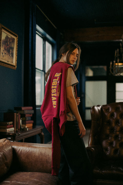 Invisible College Crewneck in Crimson