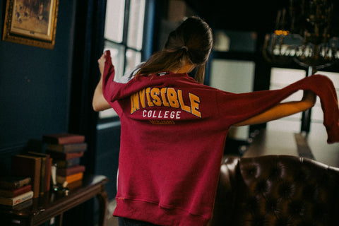 Invisible College Crewneck in Crimson